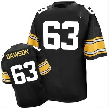 Men's Dermontti Dawson Pittsburgh Steelers Authentic Black Mitchell And Ness Team Color 60TH Throwback Jersey