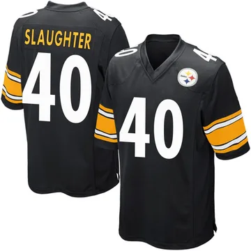 Men's Doneiko Slaughter Pittsburgh Steelers Game Black Team Color Jersey