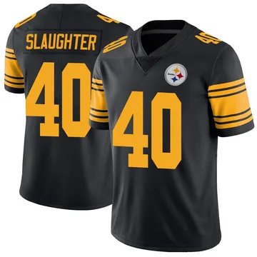 Men's Doneiko Slaughter Pittsburgh Steelers Limited Black Color Rush Jersey
