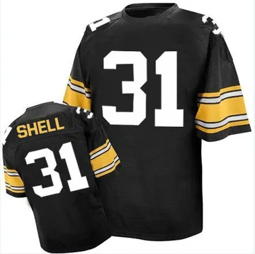 Men's Donnie Shell Pittsburgh Steelers Authentic Black Mitchell And Ness Team Color Throwback Jersey