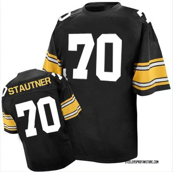 Men's Ernie Stautner Pittsburgh Steelers Authentic Black Mitchell And Ness Team Color Throwback Jersey