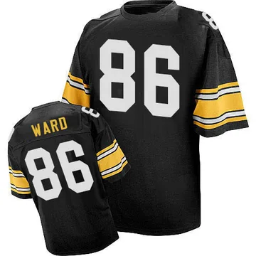 Men's Hines Ward Pittsburgh Steelers Authentic Black Mitchell And Ness Team Color Throwback Jersey