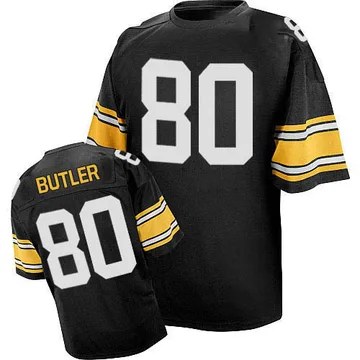 Men's Jack Butler Pittsburgh Steelers Authentic Black Mitchell And Ness Team Color Throwback Jersey