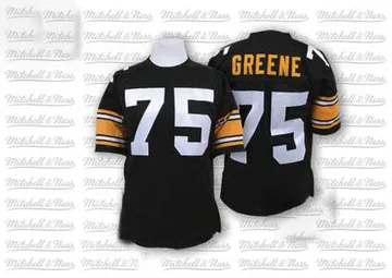 Men's Joe Greene Pittsburgh Steelers Authentic Black Mitchell And Ness Team Color Throwback Jersey