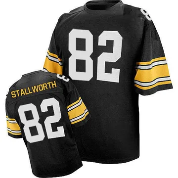 Men's John Stallworth Pittsburgh Steelers Authentic Black Mitchell And Ness Team Color Throwback Jersey