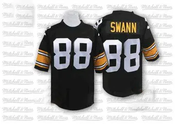 Men's Lynn Swann Pittsburgh Steelers Authentic Black Mitchell And Ness Team Color Throwback Jersey