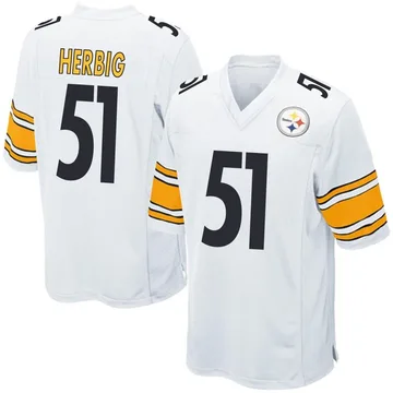 Men's Nick Herbig Pittsburgh Steelers Game White Jersey