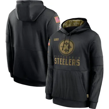 Men's Pittsburgh Steelers Black 2020 Salute to Service Sideline Performance Pullover Hoodie