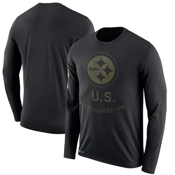 Men's Pittsburgh Steelers Legend Black 2018 Salute to Service Sideline Performance Long Sleeve T-Shirt