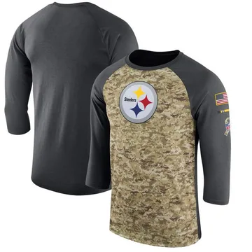 Men's Pittsburgh Steelers Legend Camo/Anthracite Salute to Service 2017 Sideline Performance Three-Quarter Sleeve T-Shirt