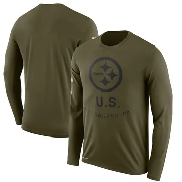 Men's Pittsburgh Steelers Legend Olive 2018 Salute to Service Sideline Performance Long Sleeve T-Shirt