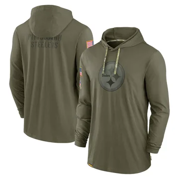 Men's Pittsburgh Steelers Olive 2022 Salute to Service Tonal Pullover Hoodie
