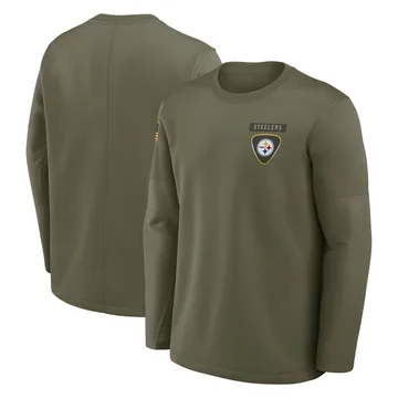 Men's Pittsburgh Steelers Olive 2025 Salute to Service Sideline Coaches Long Sleeve T-Shirt
