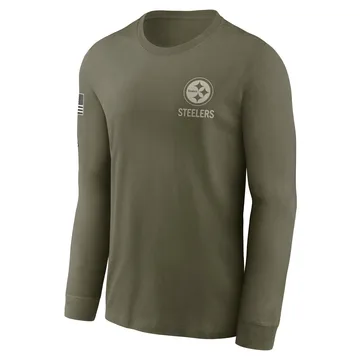 Men's Pittsburgh Steelers Olive 2025 Salute to Service Sideline Long Sleeve T-Shirt