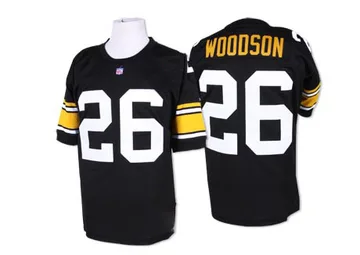 Men's Rod Woodson Pittsburgh Steelers Authentic Black Mitchell And Ness Team Color Throwback Jersey