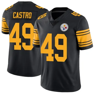 Men's Sebastian Castro Pittsburgh Steelers Limited Black Color Rush Jersey