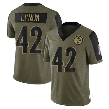 Men's Tamon Lynum Pittsburgh Steelers Limited Olive 2021 Salute To Service Jersey