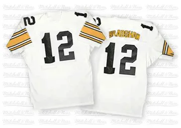 Men's Terry Bradshaw Pittsburgh Steelers Authentic White Mitchell And Ness Throwback Jersey
