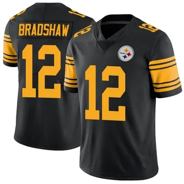 Men's Terry Bradshaw Pittsburgh Steelers Limited Black Color Rush Jersey