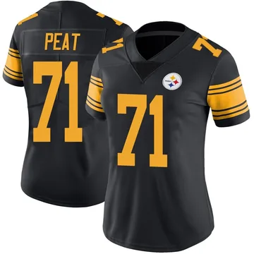 Women's Andrus Peat Pittsburgh Steelers Limited Black Color Rush Jersey