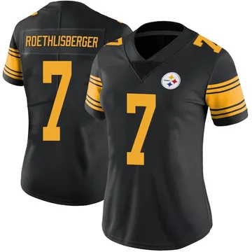Women's Ben Roethlisberger Pittsburgh Steelers Limited Black Color Rush Jersey