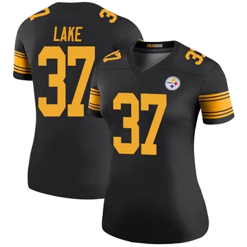 Women's Carnell Lake Pittsburgh Steelers Legend Black Color Rush Jersey