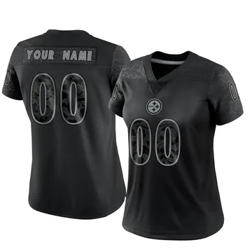 Women's Custom Pittsburgh Steelers Limited Black Reflective Jersey