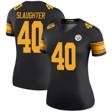 Women's Doneiko Slaughter Pittsburgh Steelers Legend Black Color Rush Jersey