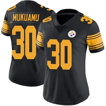 Women's Israel Mukuamu Pittsburgh Steelers Limited Black Color Rush Jersey