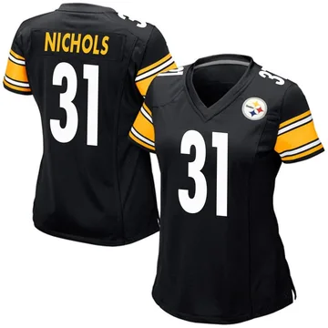 Women's Lew Nichols Pittsburgh Steelers Game Black Team Color Jersey