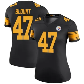 Women's Mel Blount Pittsburgh Steelers Legend Black Color Rush Jersey