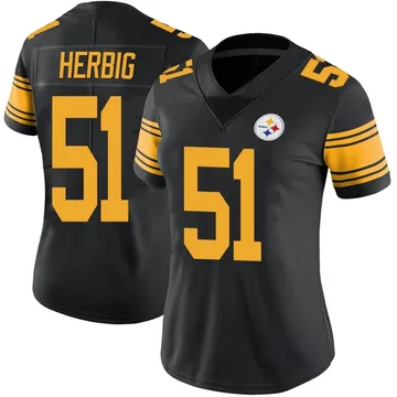 Women's Nick Herbig Pittsburgh Steelers Limited Black Color Rush Jersey