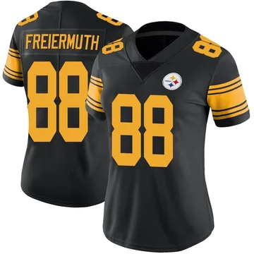 Women's Pat Freiermuth Pittsburgh Steelers Limited Black Color Rush Jersey