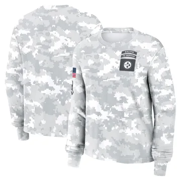 Women's Pittsburgh Steelers Arctic Camo 2024 Salute To Service Long Sleeve T-Shirt