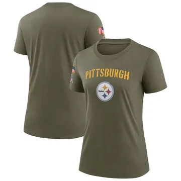 Women's Pittsburgh Steelers Legend Olive 2022 Salute To Service T-Shirt