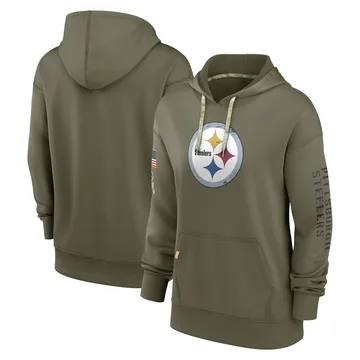Women's Pittsburgh Steelers Olive 2022 Salute to Service Performance Pullover Hoodie