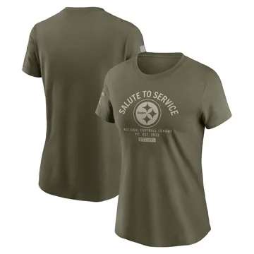 Women's Pittsburgh Steelers Olive 2025 Salute to Service Sideline T-Shirt