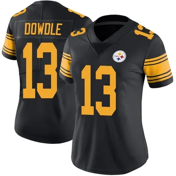 Women's Rico Dowdle Pittsburgh Steelers Limited Black Color Rush Jersey