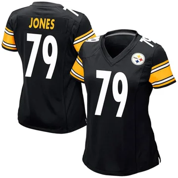 Women's Steven Jones Pittsburgh Steelers Game Black Team Color Jersey
