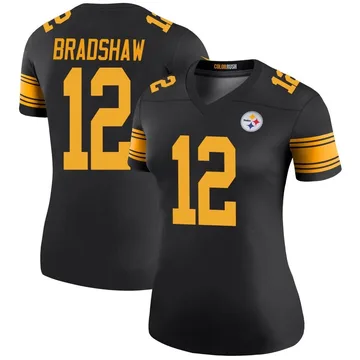 Women's Terry Bradshaw Pittsburgh Steelers Legend Black Color Rush Jersey