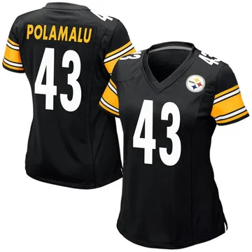 Women's Troy Polamalu Pittsburgh Steelers Game Black Team Color Jersey
