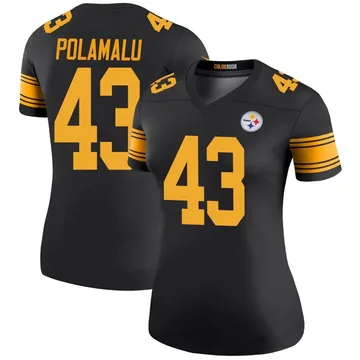 Women's Troy Polamalu Pittsburgh Steelers Legend Black Color Rush Jersey