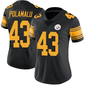 Women's Troy Polamalu Pittsburgh Steelers Limited Black Color Rush Jersey