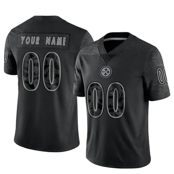 Youth Custom Pittsburgh Steelers Limited Black Reflective Jersey
