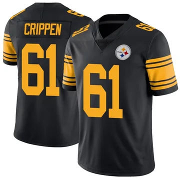 Youth Greg Crippen Pittsburgh Steelers Limited Black Color Rush Jersey