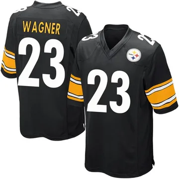 Youth Mike Wagner Pittsburgh Steelers Game Black Team Color Jersey