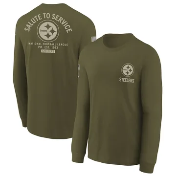 Youth Pittsburgh Steelers Olive 2025 Salute to Service Sideline Long Sleeve T-Shirt