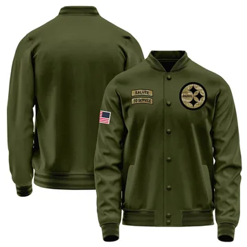 Youth Pittsburgh Steelers Olive Salute to Service Sideline Performance Jacket