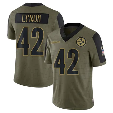 Youth Tamon Lynum Pittsburgh Steelers Limited Olive 2021 Salute To Service Jersey